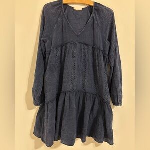 Altar’d State Navy Gauze Eyelet long sleeve dress